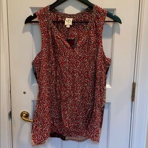 Floral Red sleeveless shirt Anthropologie